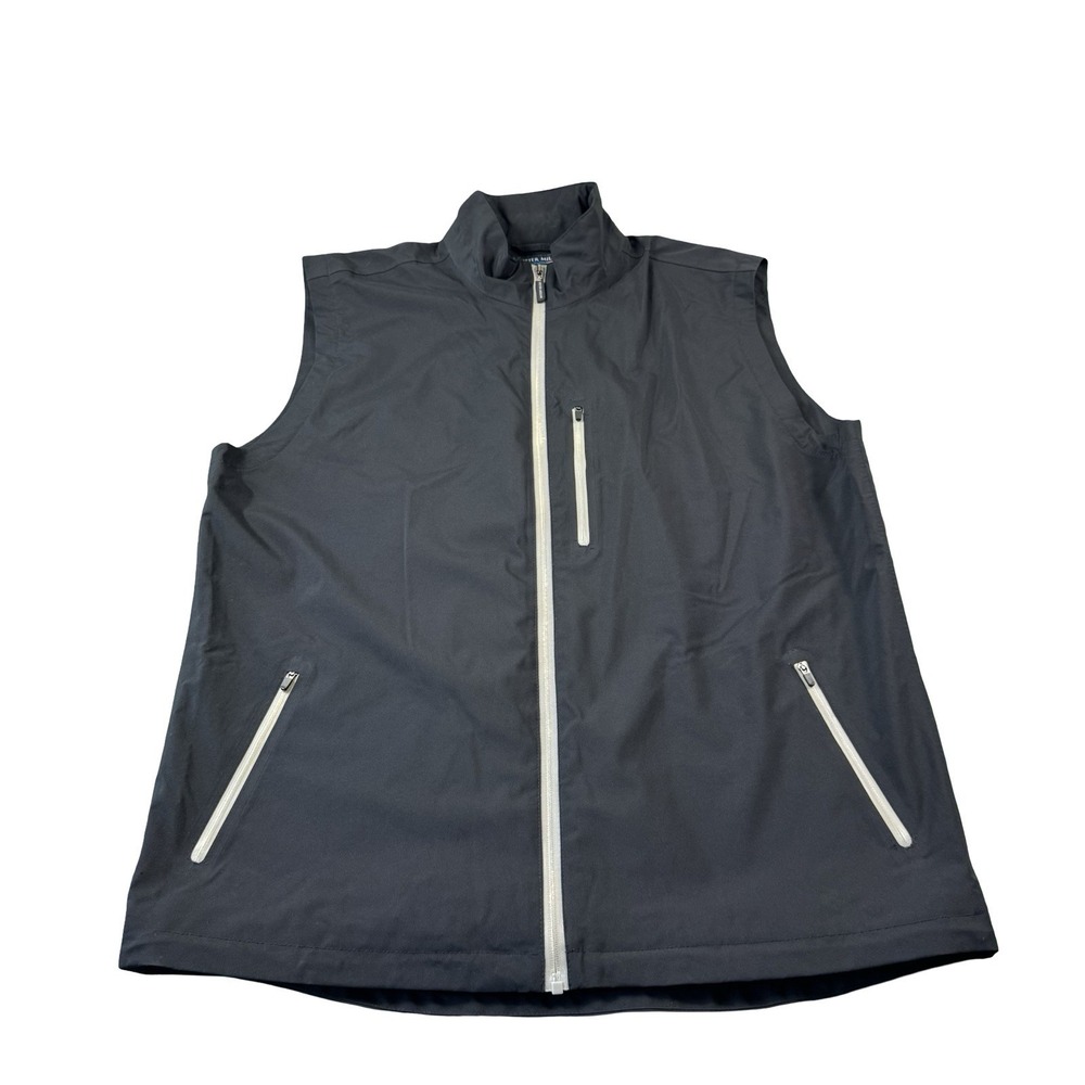 Peter Millar Element Black Full Zip All Weather Mens Golf Vest Size XL